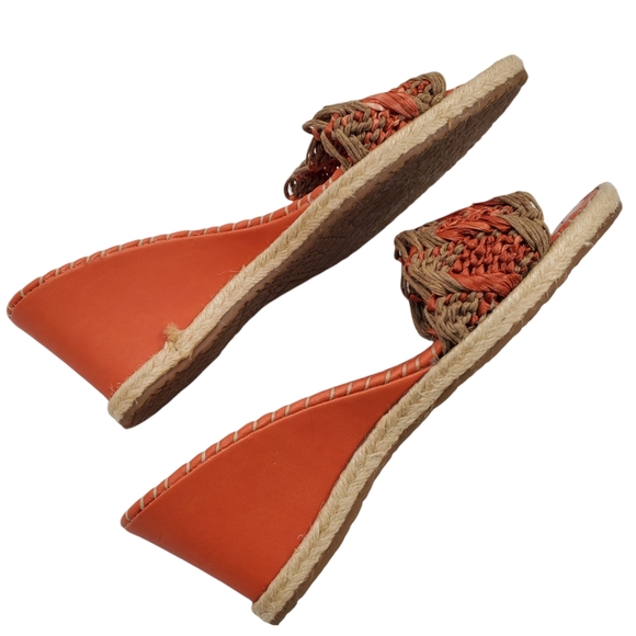 NEW Colin Stuart Orange Rattan Whipstitch Detail Wedge - Picture 6 of 10